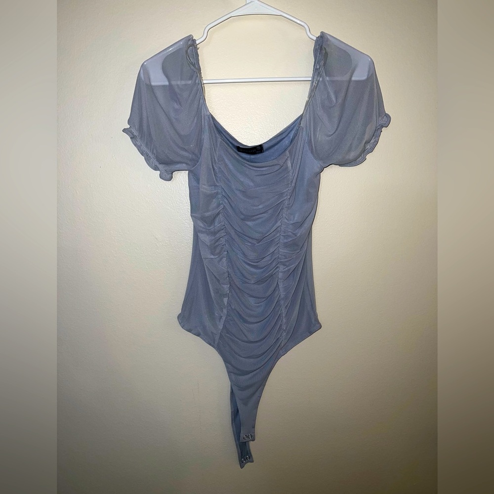 Popular 21 leotard, body suit  ,Lt Blue Sheer, NWT Size M or costume,dance, yoga